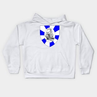 boat on blue emblem Kids Hoodie